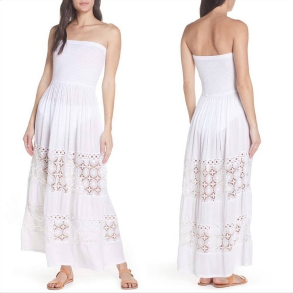 Chelsea28 White Lace Maxi Swim Coverup
